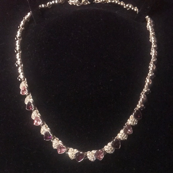 Authentic Swarovski Necklace Purple Heart 💜 NEW - Picture 2 of 4
